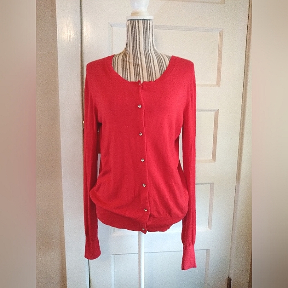 ❤️‍🔥VTG Express red cardigan with diamond buttons! - l